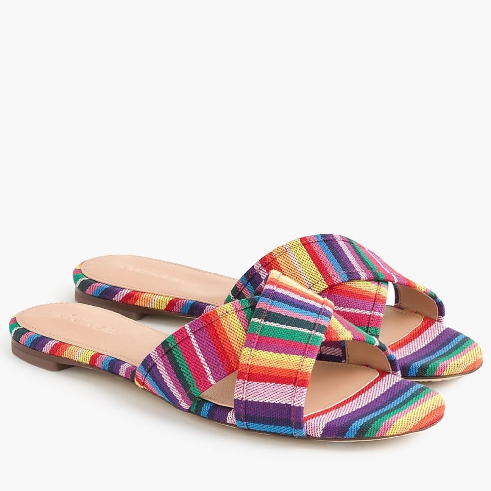 J. Crew Cora rainbow criss cross sandal slides size 10
